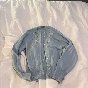 Light Blue Embellished Cardigan